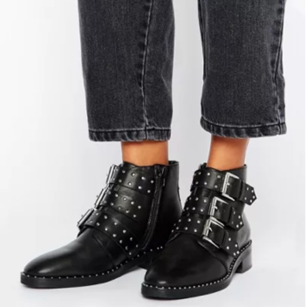 ASOS ASHER Leather Studded Ankle Boots - OFFERS WELCOME